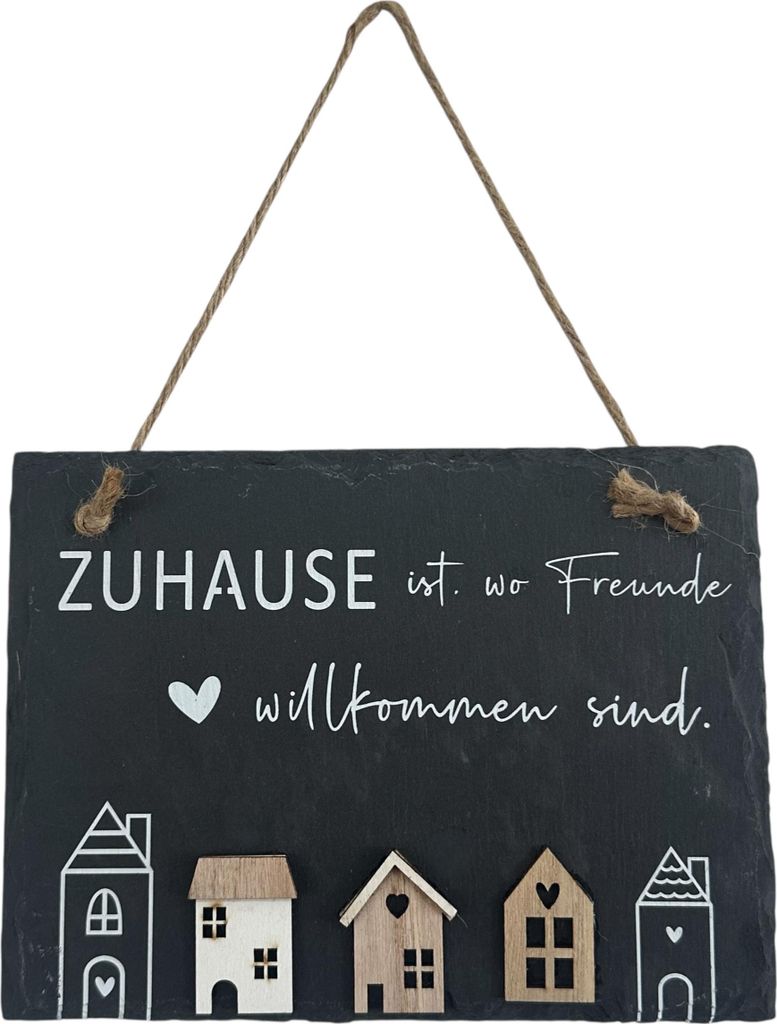 Schieferplatte Hänger "Zuhause" 20x15cm. Dekohänger Wanddeko Muttertag