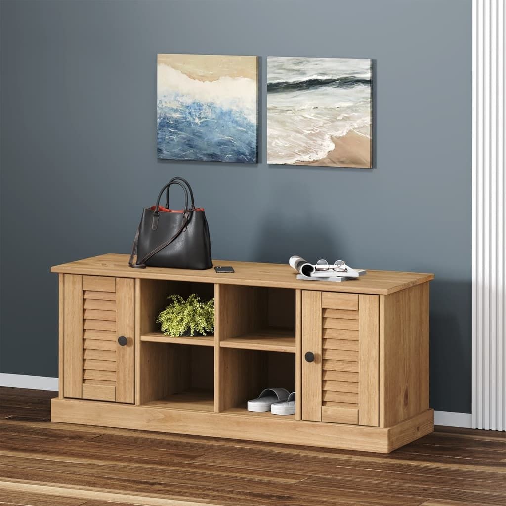 The Living Store Schuhbank VIGO 106x35x45 cm Massivholz Kiefer