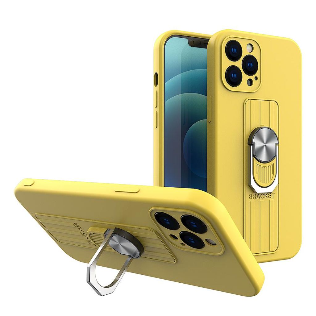 Ring Case Silikonhülle mit Fingerring und Ständer für iPhone 11 Pro Max gelb