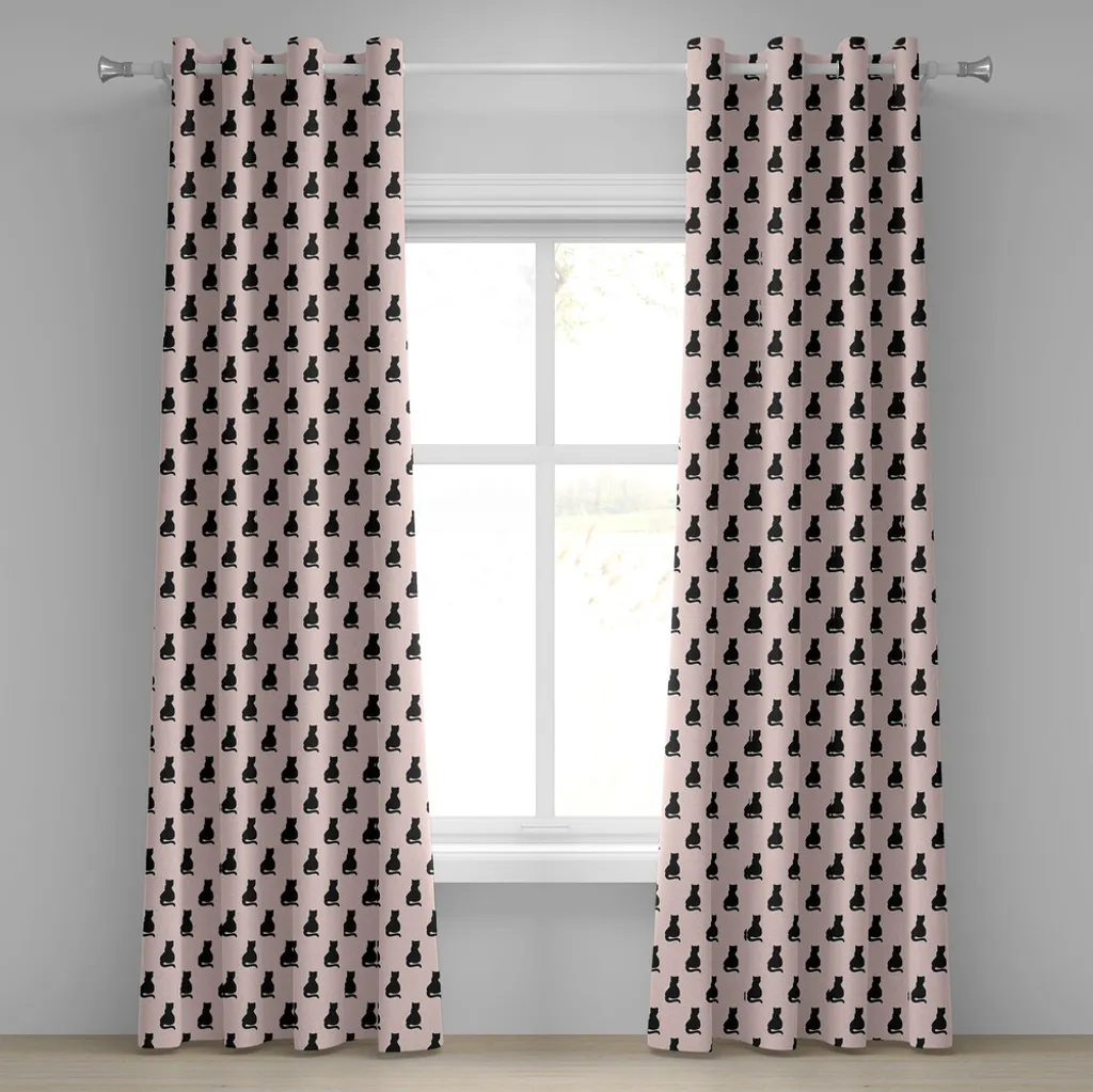 Rideaux décoratifs à motifs chats noirs pour chambre et salon