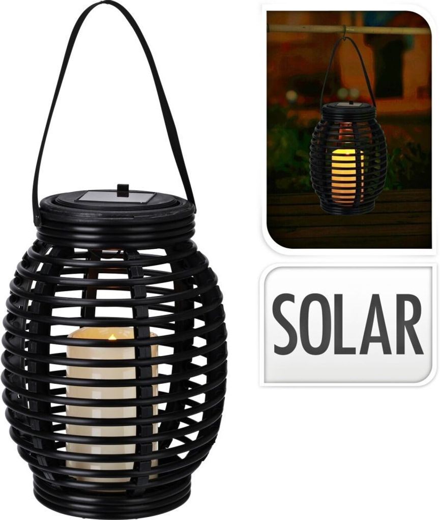 PROGARDEN Solarlaterne 32 cm schwarz KO-CX2000230