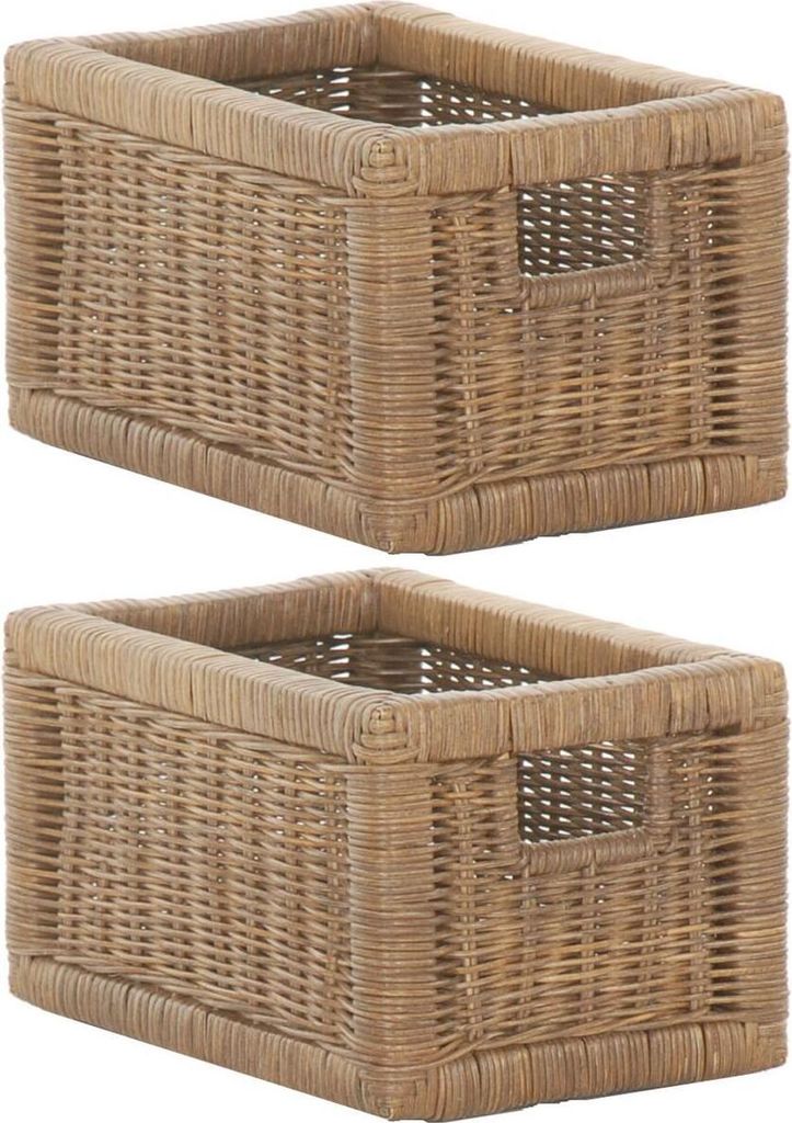 KRINES HOME Stabiles Set / 2 Regalkorb mit Holzrahmen Produktbild 