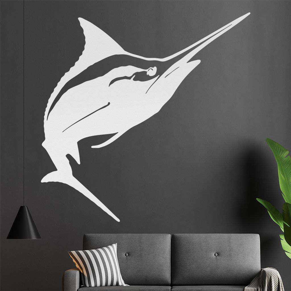 KIWISTAR Schwertfisch - Spitz Schwert Meer Wandtattoo in 6 Größen - Wandaufkleber Wall Sticker - Dekoration, Küche, Wohnzimmer, Schlafzimmer, Ba...