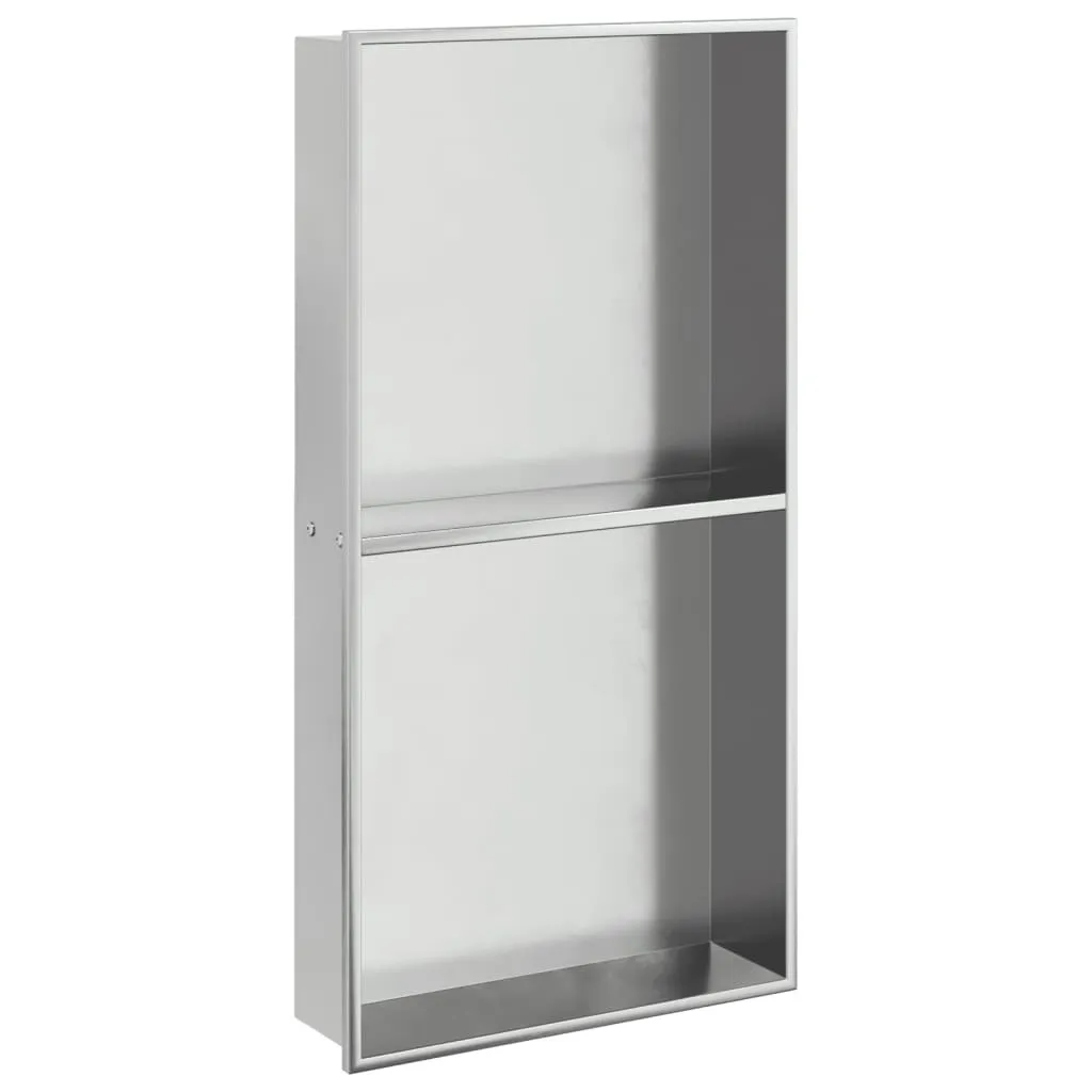 Niche de douche en acier inoxydable brossé argent 32x62x9 cm anticorrosion
