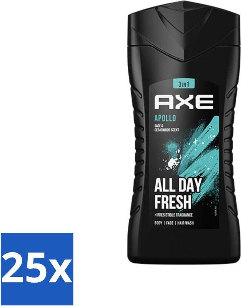Axe - 3-in-1 Duschgel - Apollo, Salbei & Zedernholz - 250 ml - Vorteilspack - 25 Stücke