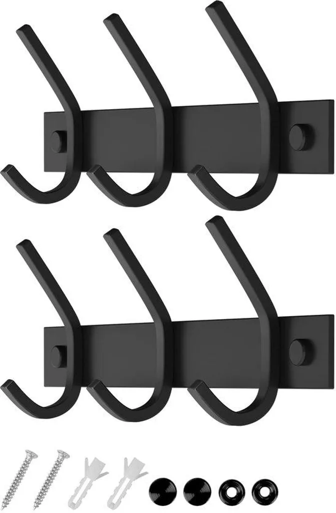 Patère double murale en inox noir pour suspension lourde x2