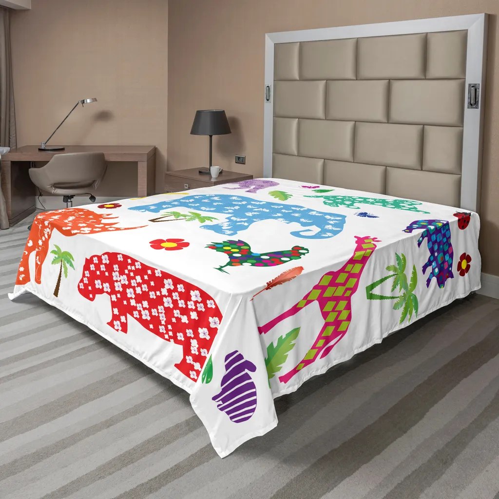 ABAKUHAUS Drap de lit africain Wild Animal Design 260 x 228 cm Multicolore