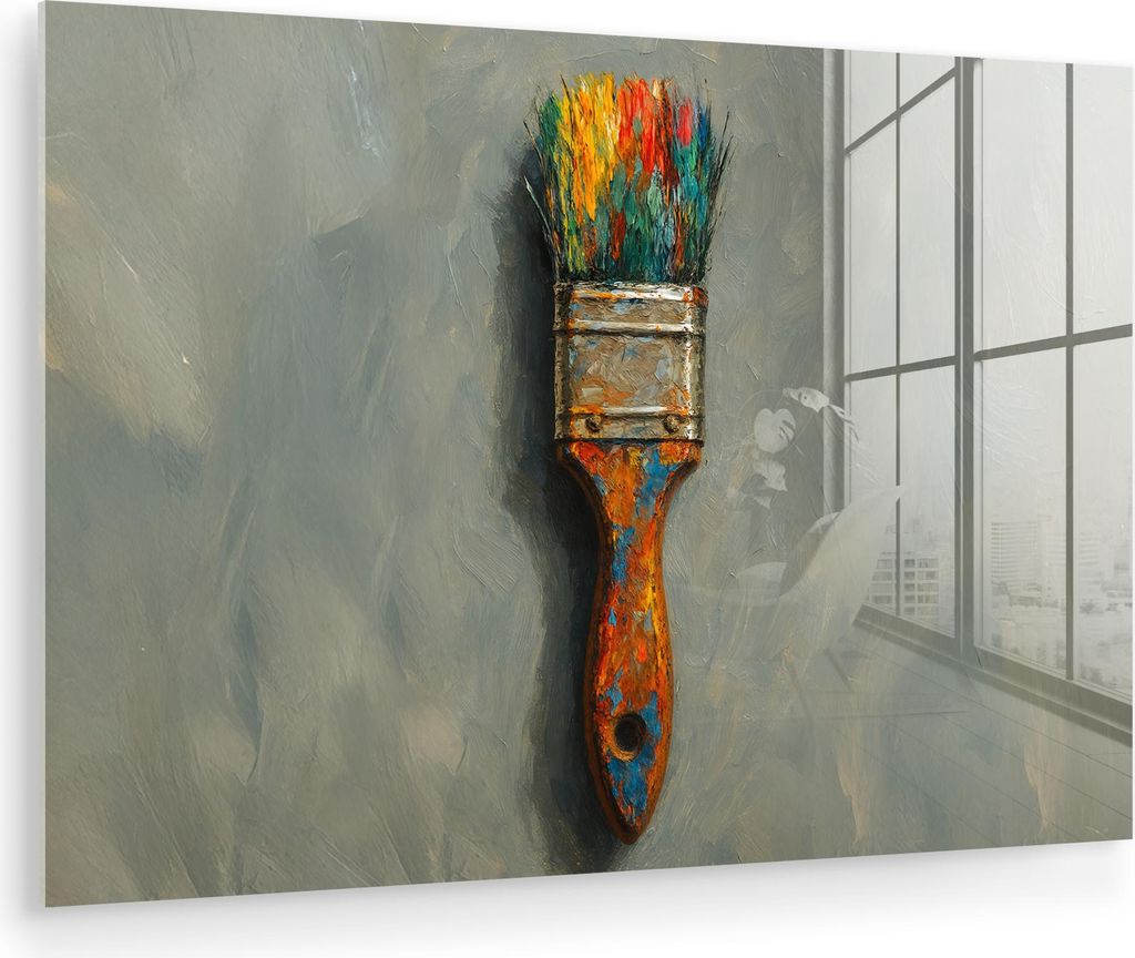MuchoWow Glasbilder - Bilder auf Wandbild - Foto auf Glas Farbe - Pinsel - Malerei 60x40 cm Wanddekoration aus Glas - Acrylglasbild - Acrylbilder -...
