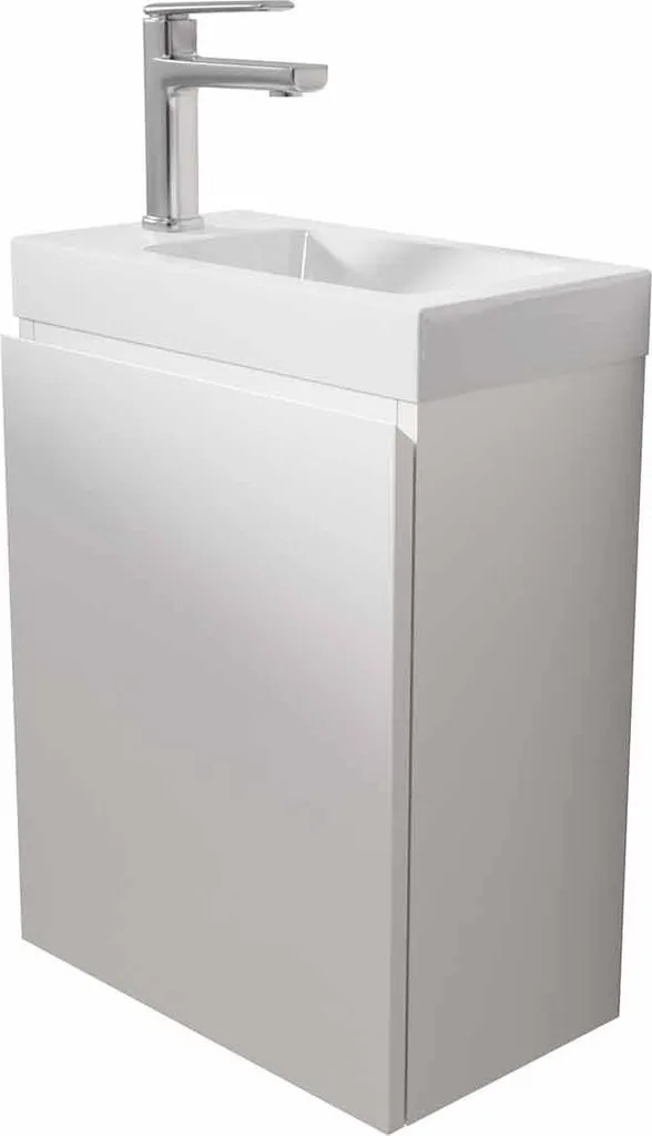 Meuble Lave-Mains Blanc 40x50x22 cm ELEMENTARY avec Vasque en SMC