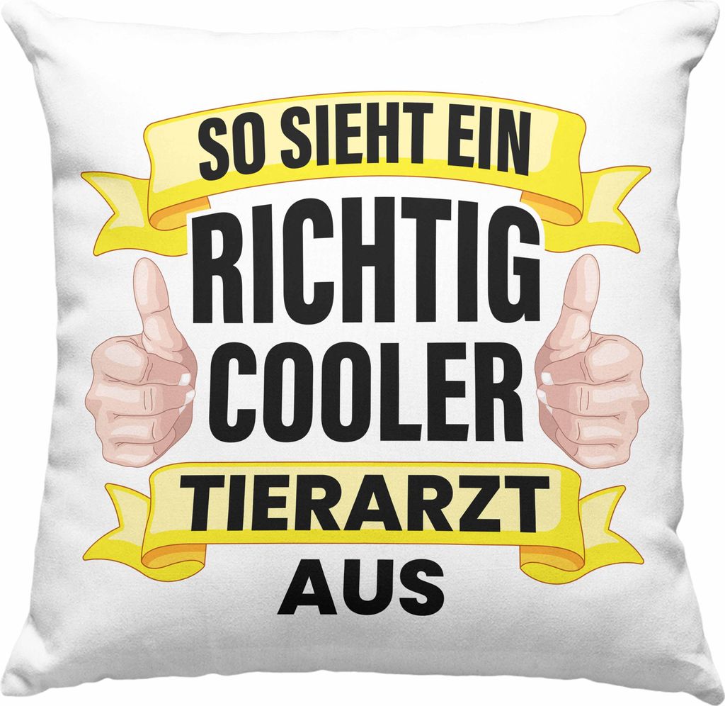 Trendation - Tierarzt Geschenk Deko-Kissen mit Füllung 40x40 Geschenkidee für Tierärzte Spruch Becher Deko-Kissen mit Füllung 40x40 Veterinär ...