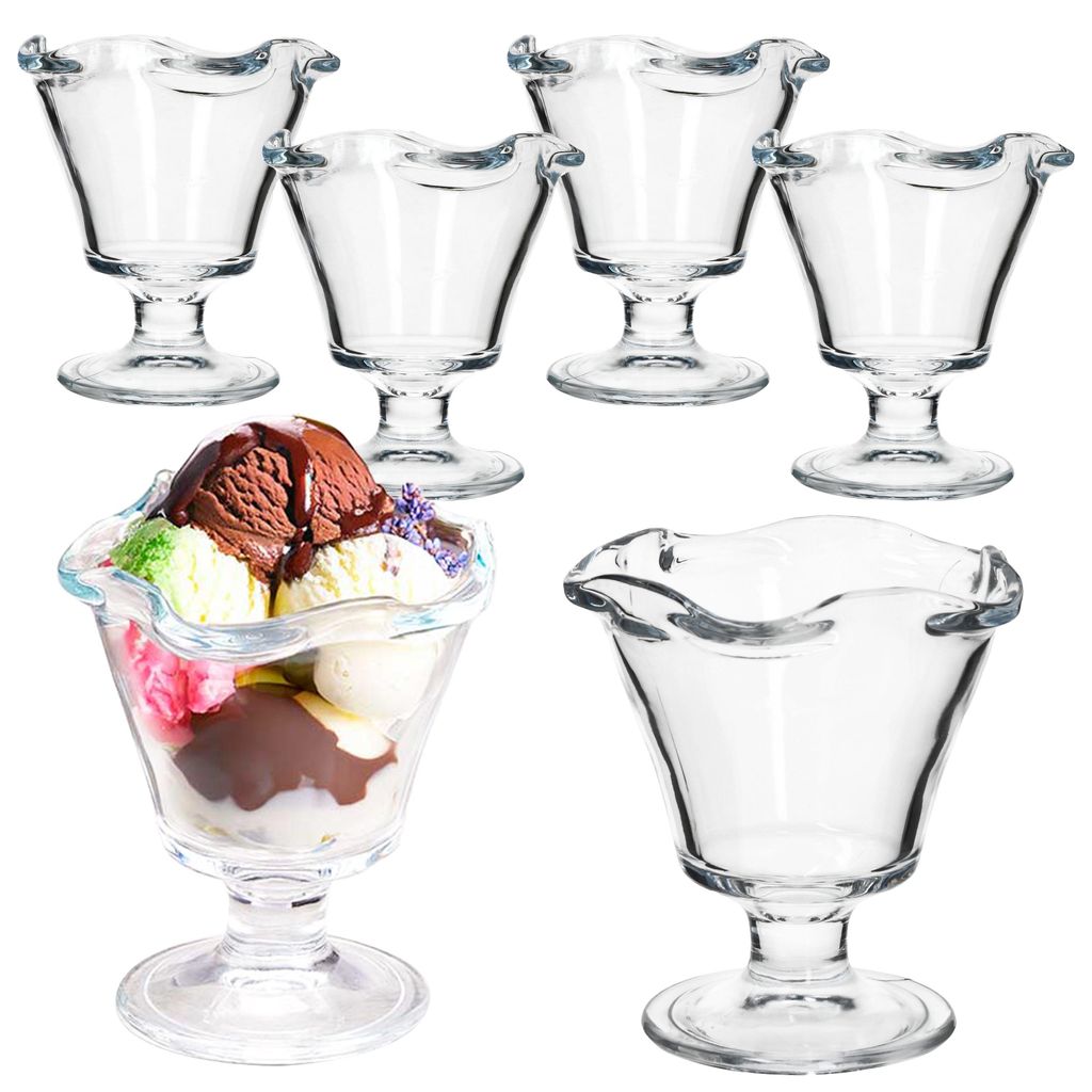 6er Set Rom Eisbecher Glas klar 200ml Dessertschale Produktbild 