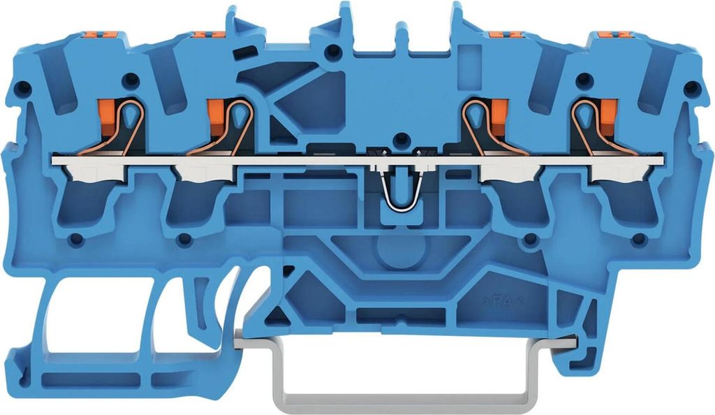 Wago 4-Leiter-Durchgangsklemme mit Drücker 2,5 mm², blau, 1 Stk.
