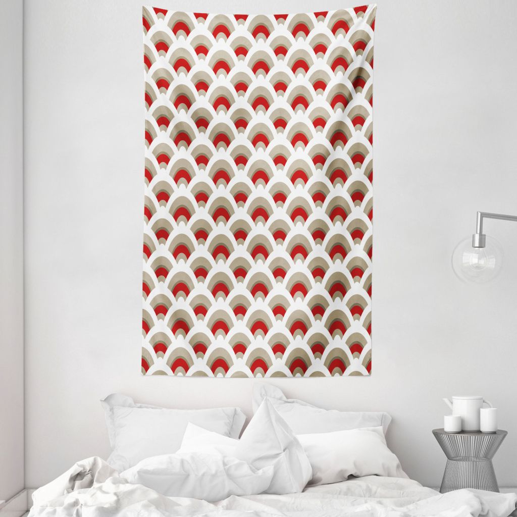 ABAKUHAUS Muschel Wandteppich und Tagesdecke, Oriental Scallop Kunst aus Weiches Mikrofaser Stoff Waschbar ohne Verblassen Digitaldruck, 140 x 230 ...