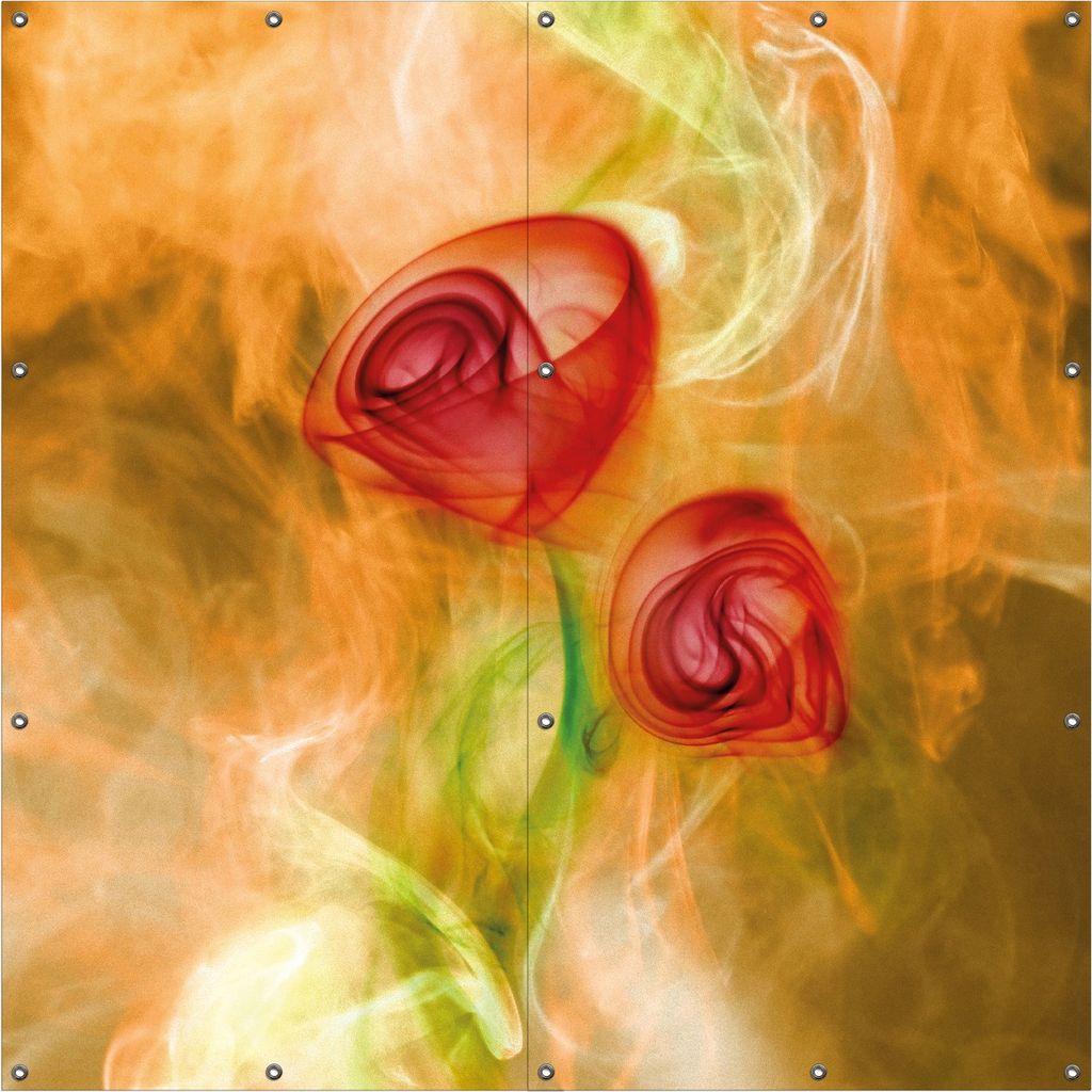 Wallario Outdoor-Poster für Garten oder Balkon, Motiv Abstrakte Rosen, in ca. 180 x 180 cm