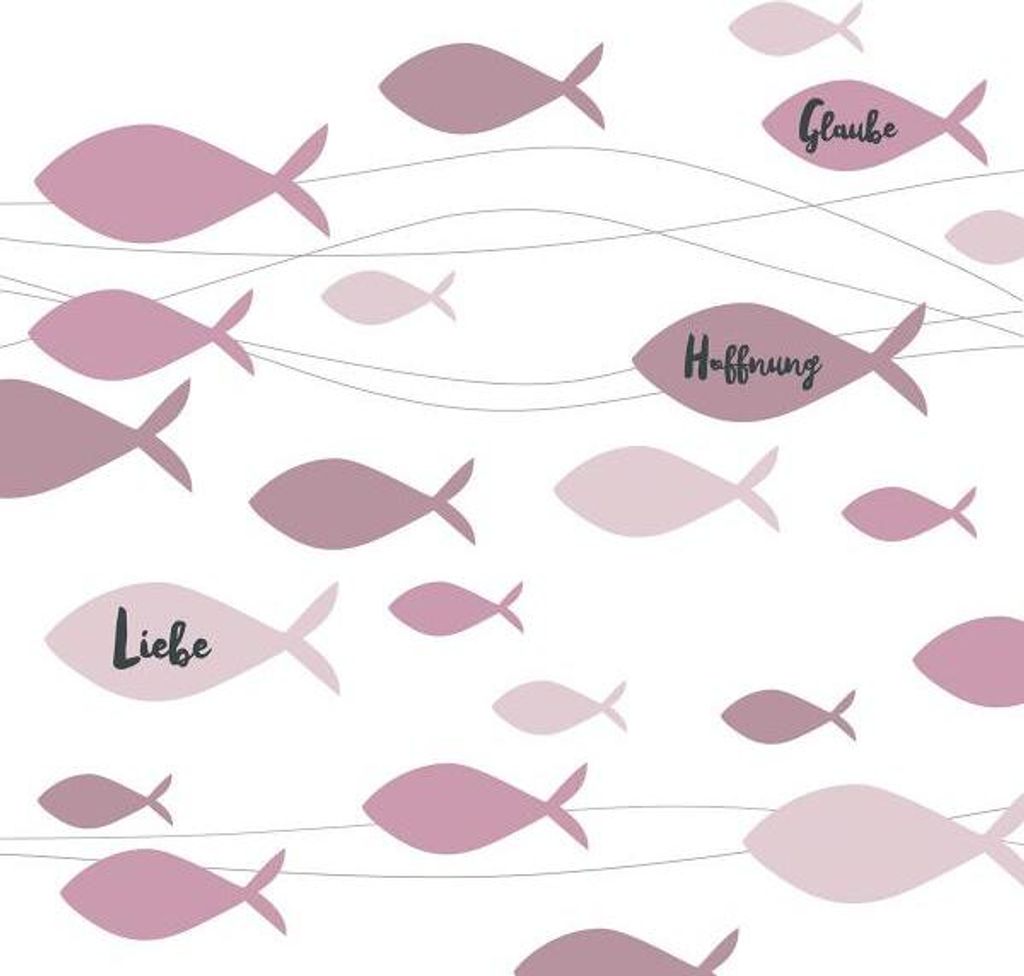 20 Servietten Communion Fishes bordeaux - Fische mit Liebe, Produktbild 