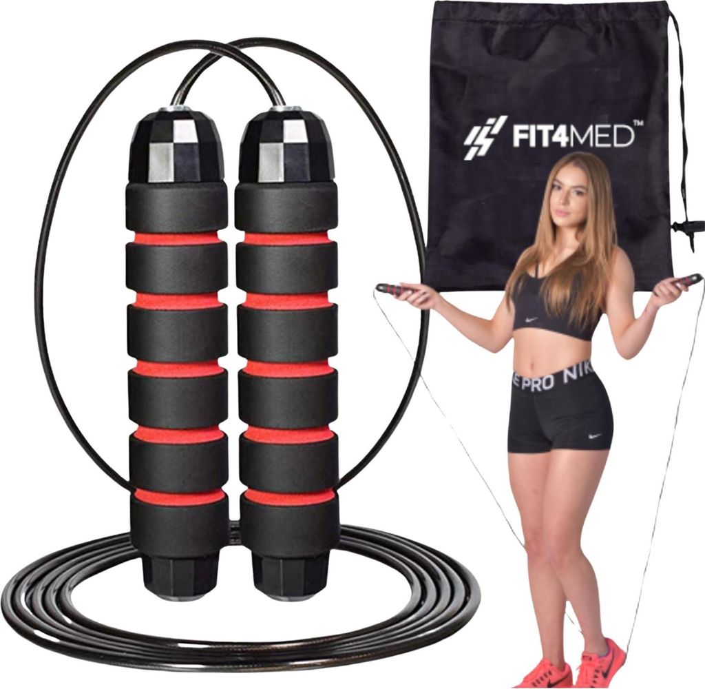 FIT4MED | Springseil - Schwarz - 3 M Verstellbar - Mit Lagern - Für Fitness