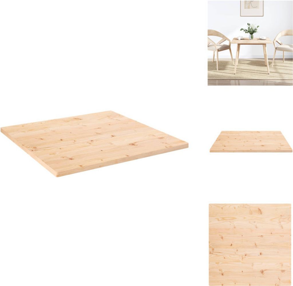 vidaXL Tischplatte 80x80x2,5 cm Massivholz Kiefer Quadratisch - Tischplatten