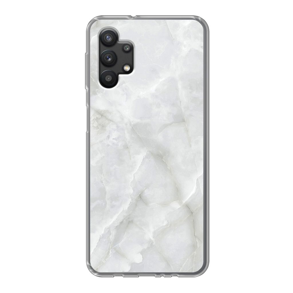 MuchoWow Handyhülle Schutzhülle Hülle für Samsung Galaxy A32 5G Marmor - Weiß - Muster - Stein - Marmoroptik Silikon Softcase Handy Hülle -...