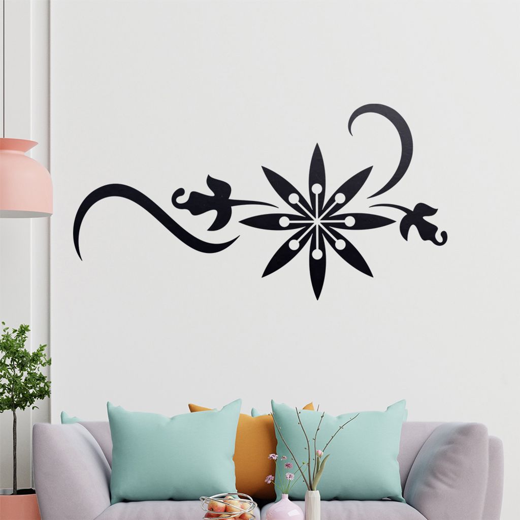 Blume - Linien Wandtattoo in 6 Größen - Wandaufkleber Wall Sticker - Dekoration, Küche, Wohnzimmer, Schlafzimmer, Badezimmer
