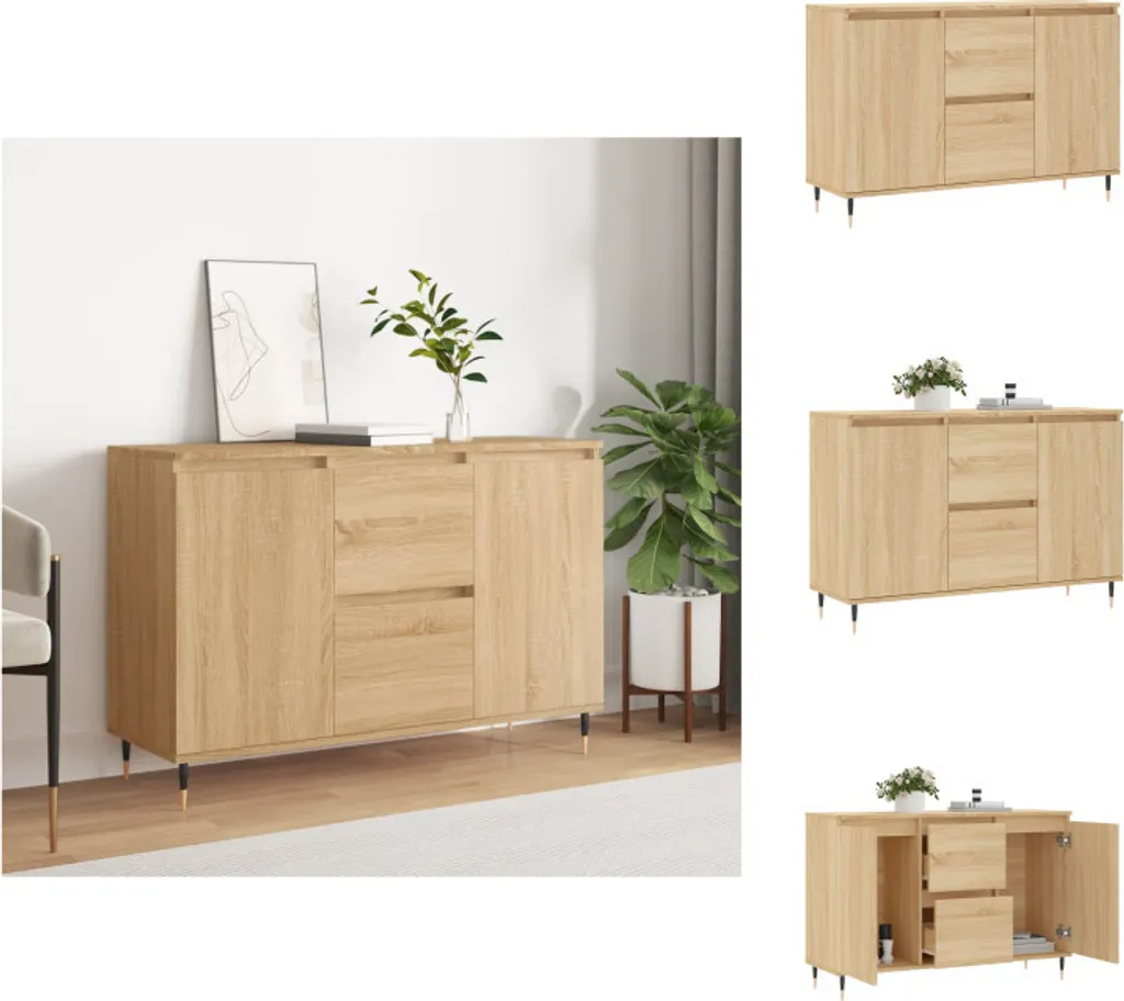 vidaXL Credenza Robusta 104x35x70 cm - Legno Sonoma e Metallo