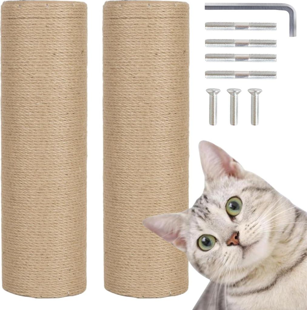 Reservekrabpaal 40 cm dick 2 Stück M8 - Renovierung Kratzsäulen weiß - Inklusive Schrauben (Natur)