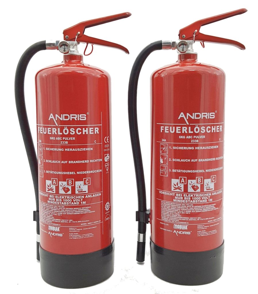 2x ANDRIS® 6kg ABC Pulver Feuerlöscher mit