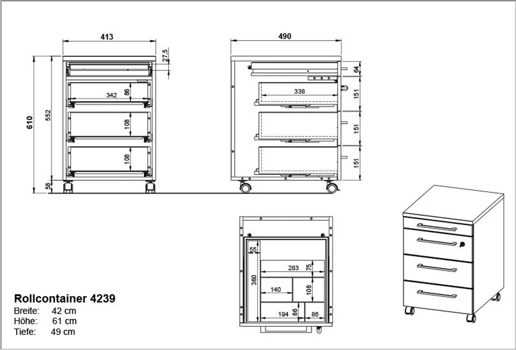 Optimisation bureau : Caisson mobile AGENDA HOME pour dossiers et tri - 4