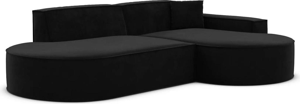 Samtstoff L-Form Lounge Studio Sofa Brevia Schwarz Rechts
