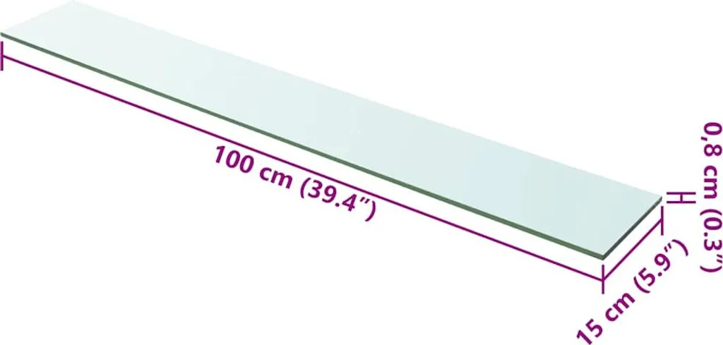 Étagère en verre pour salle de bain ou cuisine 100x15 cm transparente