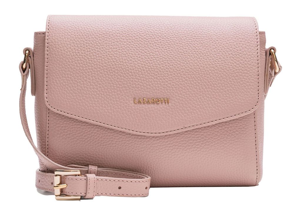 Lazarotti Leder Umhängetasche Bologna Leather Flat Crossbody Bag Pink altrosa