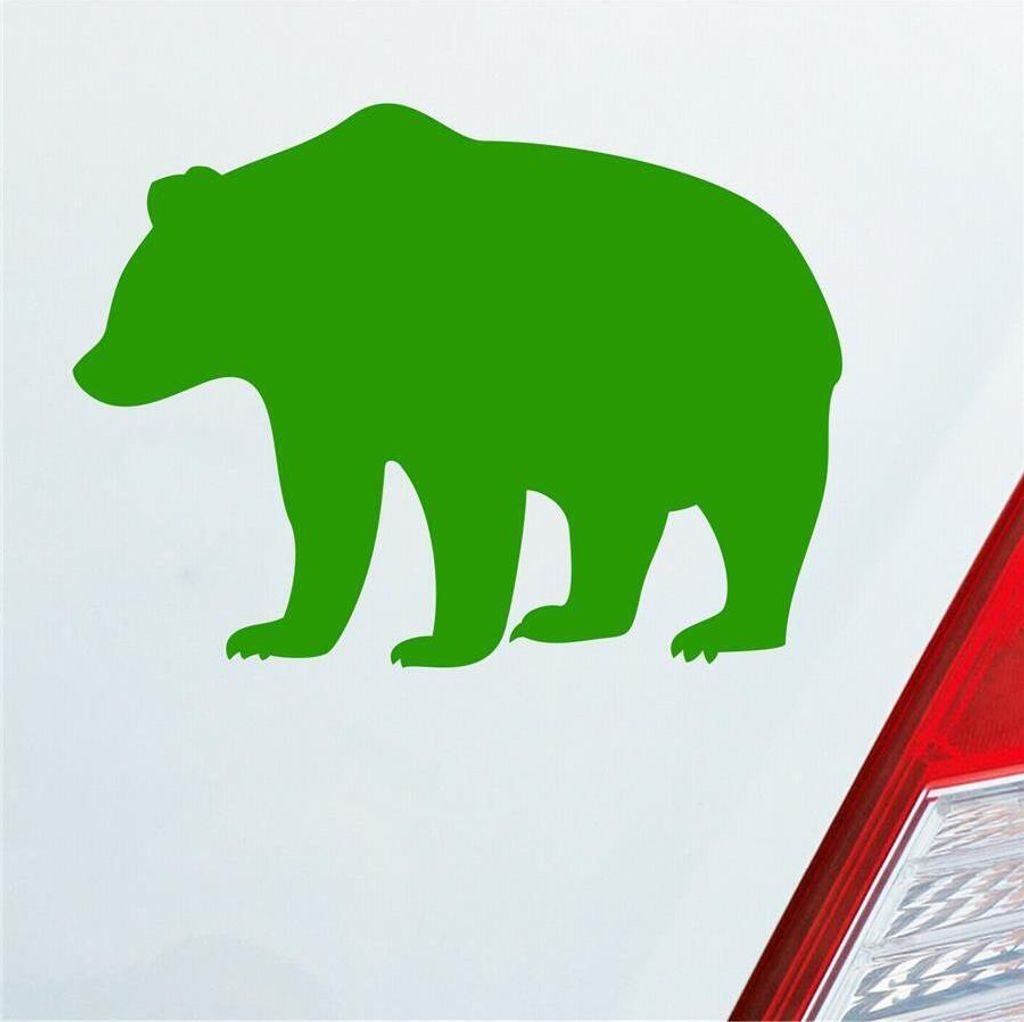 Auto Aufkleber Bär Bear Björn wildes Tier 9,7x7,1 cm Hellgrün Sticker Heckscheibenaufkleber