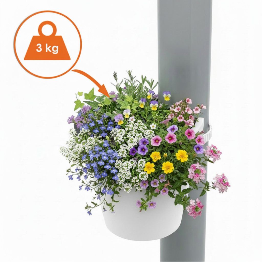 Blumentopf für Regenrohr - weiß