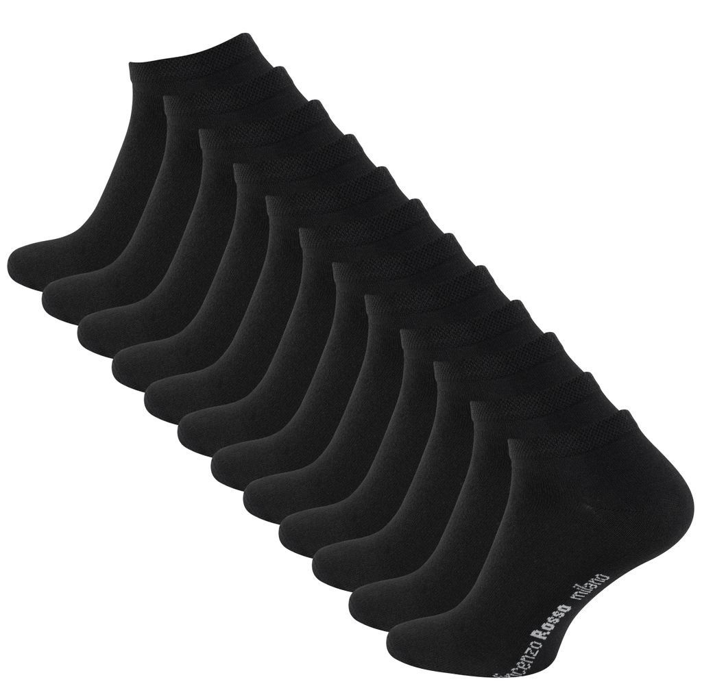Vincenzo Rosso 12 Paar Sneaker Socken 43-46 Schwarz