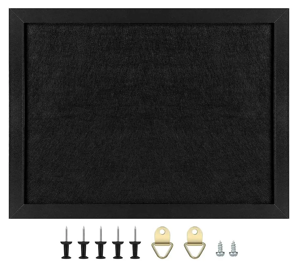 Tableau d'Affichage avec Cadre en Bois Naturel et Surface Feutre Noire