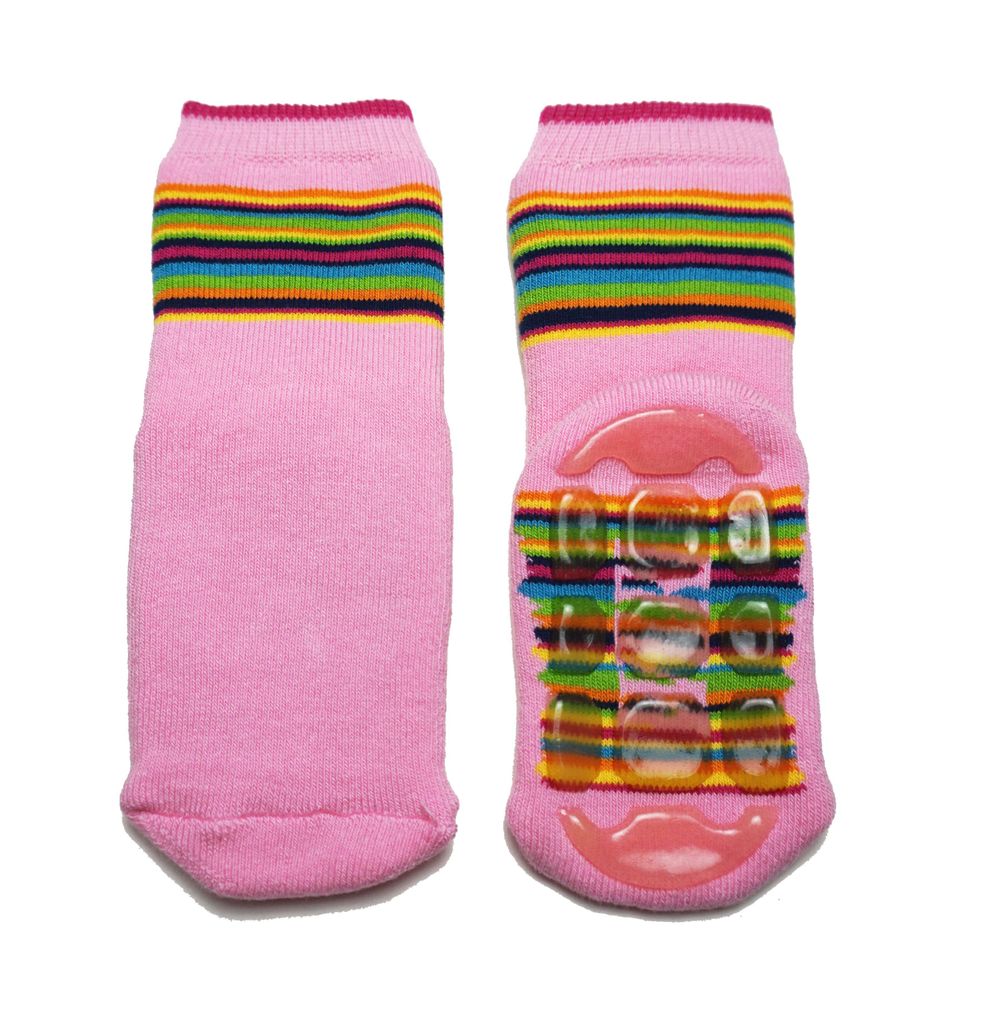 Kinder ABS-Socken aus Baumwolle Regenbogen Rosa Größe 19-22
