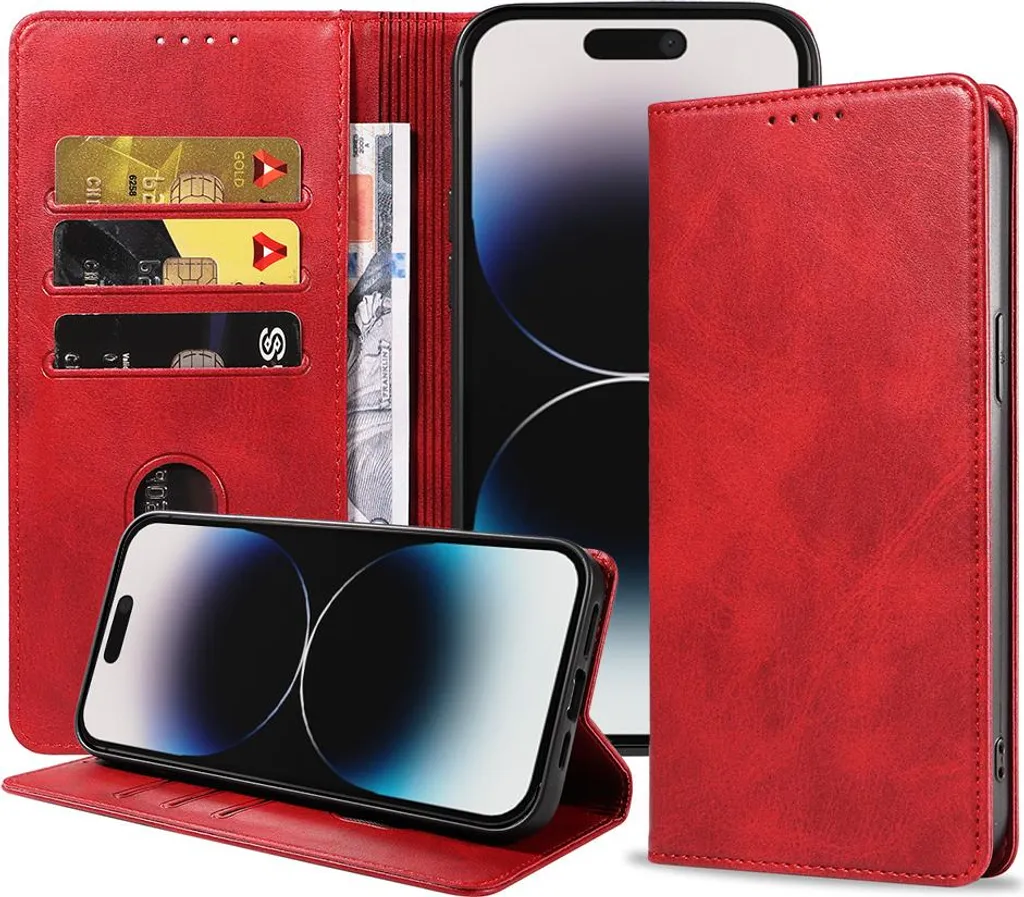 Cover Libro iPhone 14 Pro con Magnete Rossa - Smartphonica Wallet