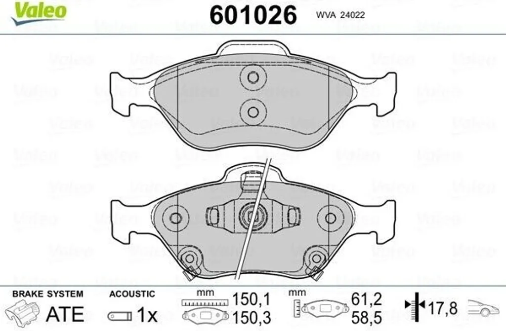 Jeu de plaquettes de frein avant pour Yaris P13 - Qualité Valeo OE