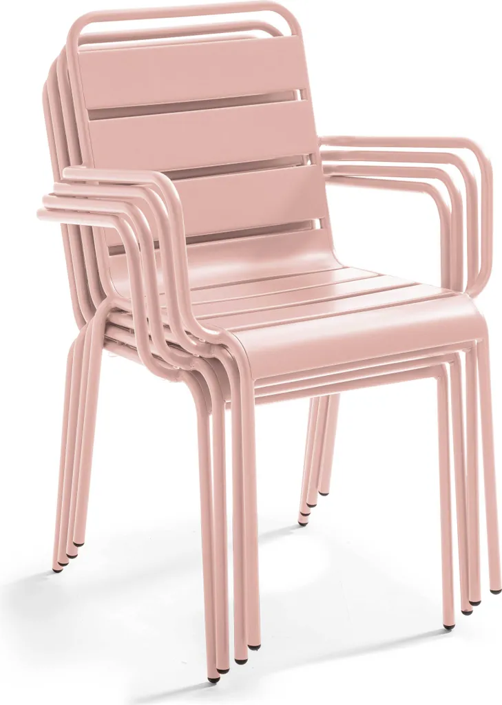Sedia da Giardino in Metallo Rosa Palavas Oviala - Design Industriale