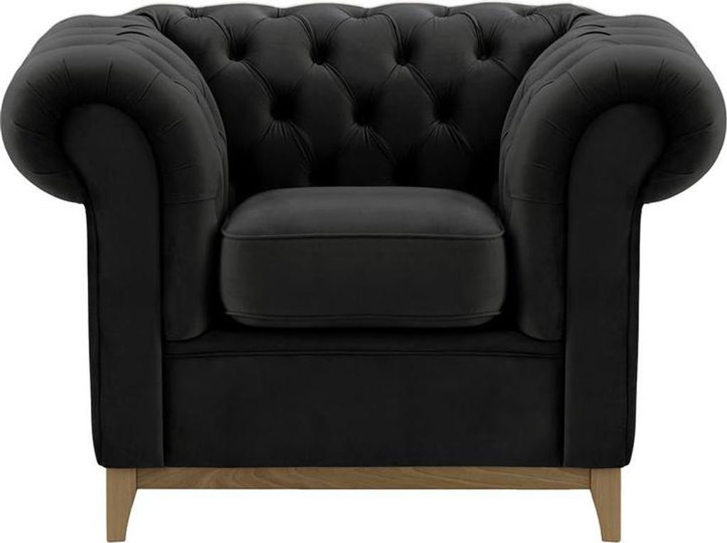 Sessel Chesterfield Wood-Velluto 20-wax black
