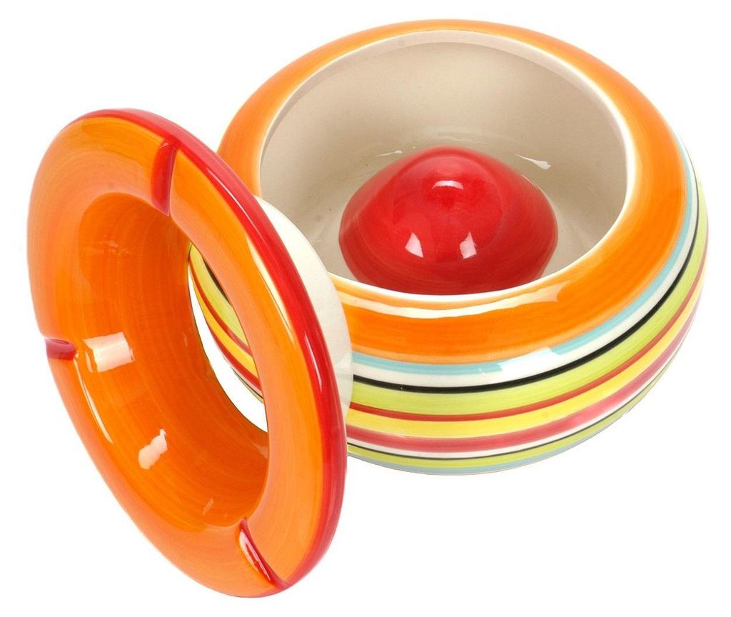 XXL Wind-Aschenbecher orange mit abnehmbarem Deckel