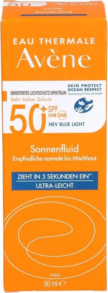 Anti-Traces Blanches : Fluide Solaire Avène SPF 50+ Sans Parfum 50 ml