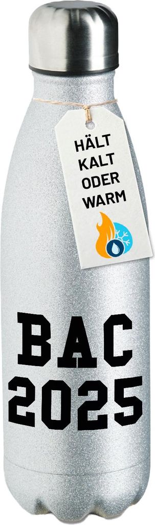 Huuraa Trinkflasche BAC 2025 Abschluss Frankreich 500ml Silver Edelstahl Wasserflasche Trinkflasche Geschenkidee