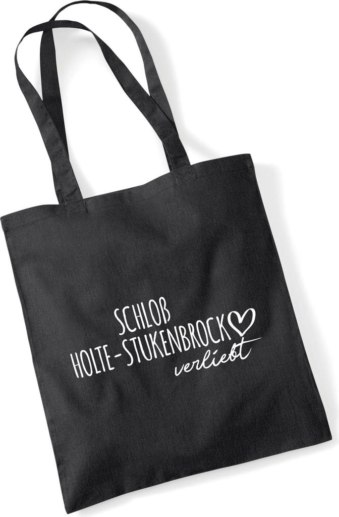 Huuraa Jutebeutel Schloß Holte-Stukenbrock verliebt 10 Liter Black Baumwolle Tasche Geschenkidee