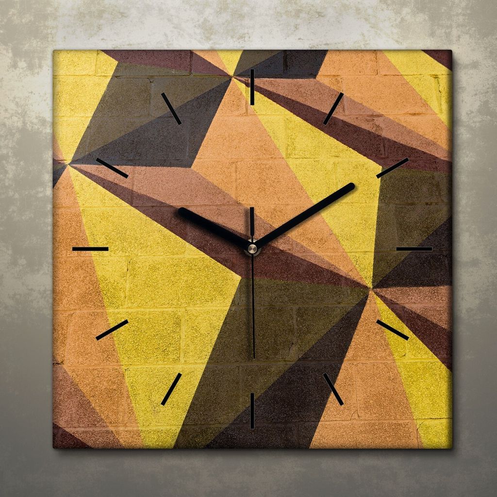 Wohnzimmer Leinwand Uhr Geräuschlos Küche 30x30 Geometrisch, Abstrakt, Textur, schwarze Zeiger