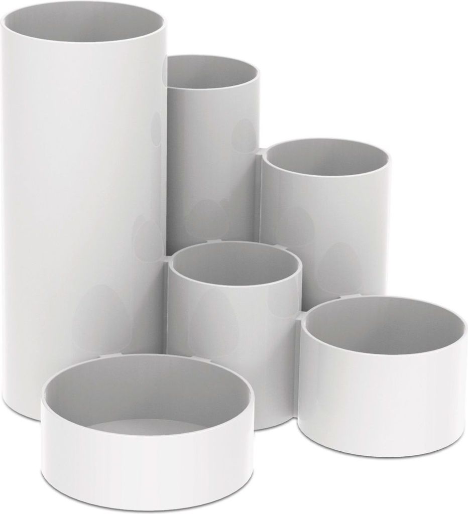 Stifteköcher Maultubo 6 Fächer Polystyrol 150x125mm weiß Packung mit 12 Stück
