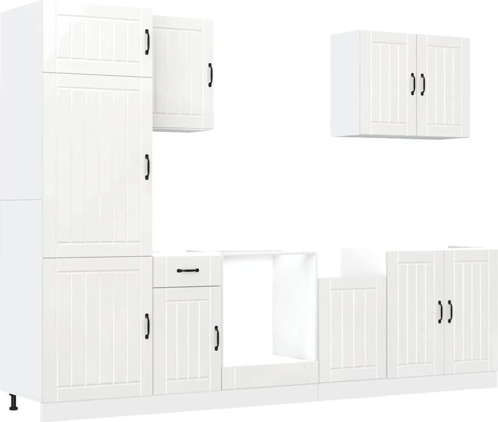7-tlg. Küchenschrank-Set Lucca Hochglanz-Weiß Holzwerkstoff