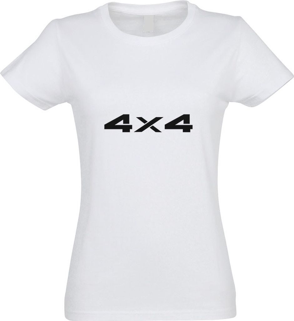 Kiwistar - T-Shirt tailliert - Damen - Weiss - 4 x 4 Allrad Motiv2 - mit Motiv Bedruckt - Funshirt Design - Sport - Freizeit - Damen - S