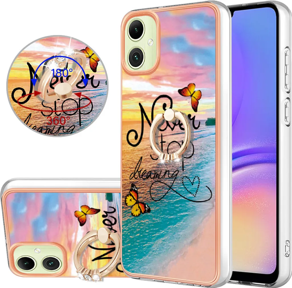 Offerta Custodia Samsung Galaxy A05: Ring Holder Oro e TPU Silicone