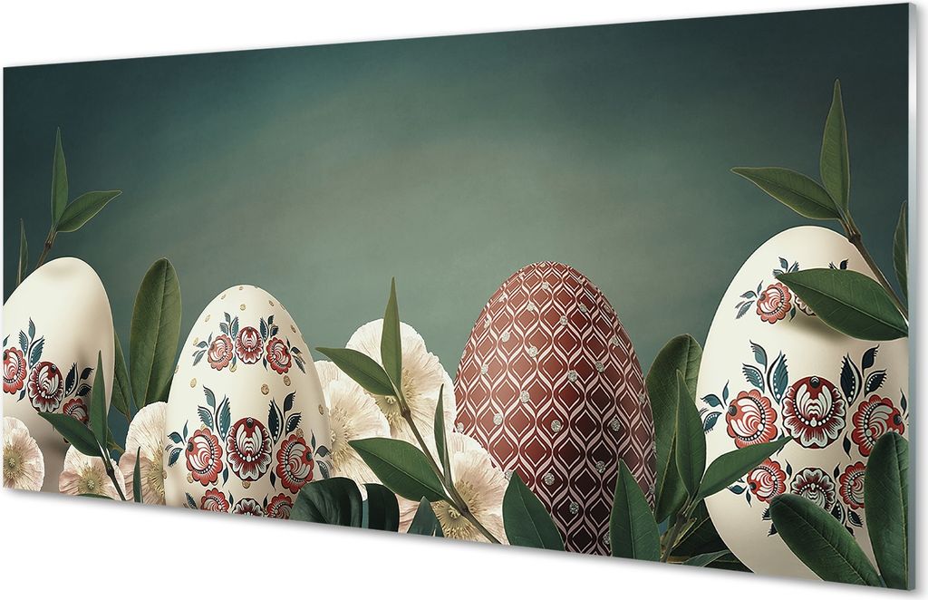 Spritzschutz 100x50 Wandkunst Blätter Ei Blumen