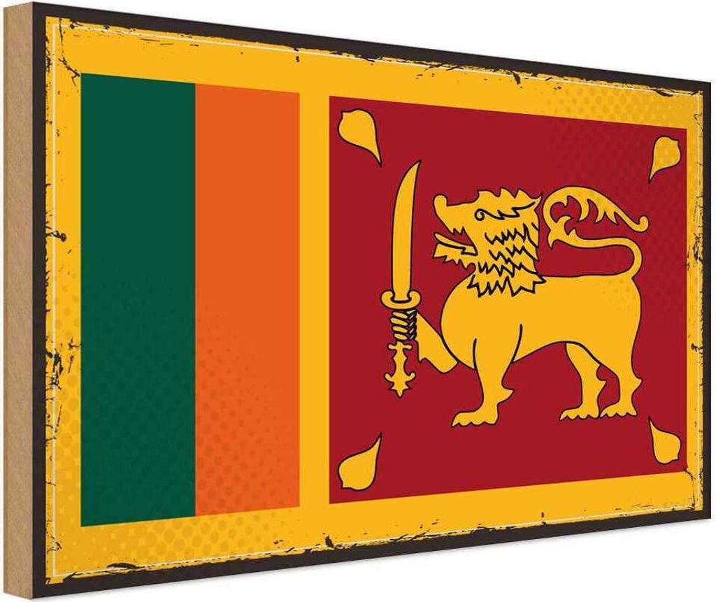 vianmo Holzschild 30x40 cm Sri Lankas Retro Lanka Flagge Produktbild 